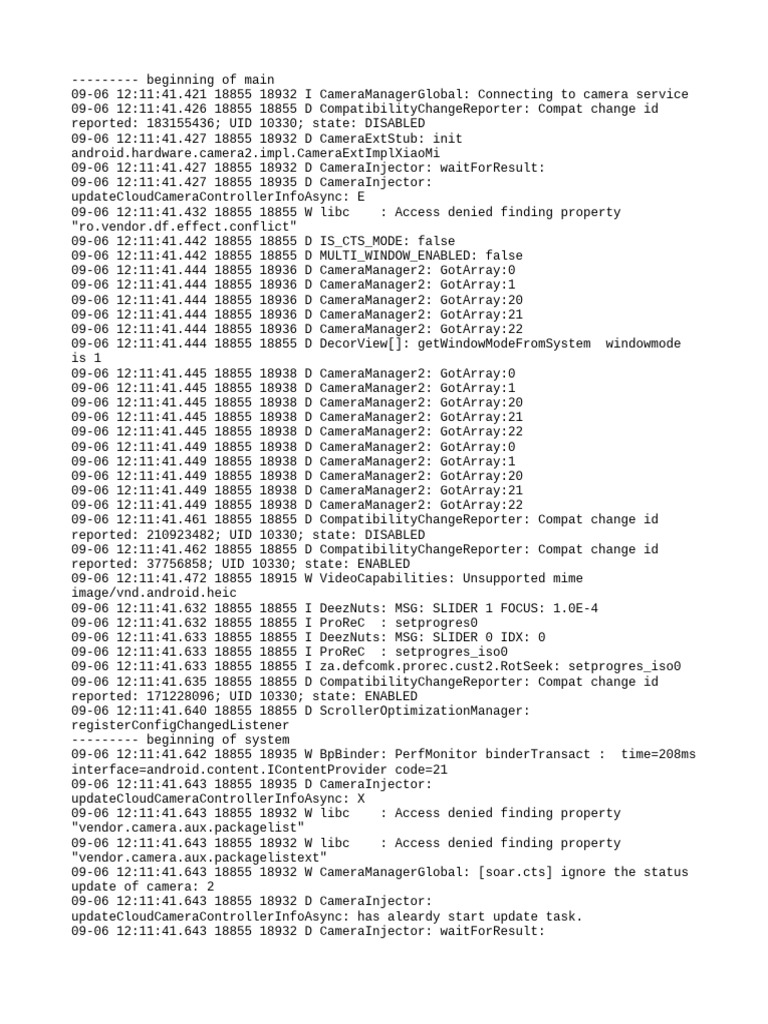 Camera Service Connection Logs | PDF | Software | Computing