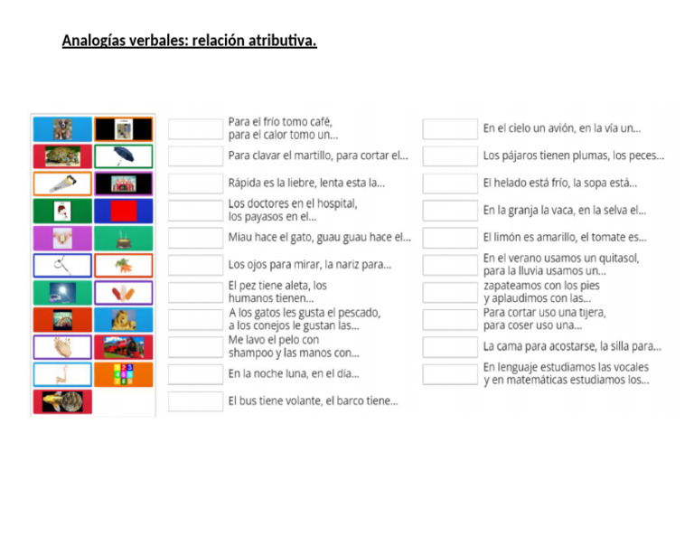 Analogias Verbales, Relación Atributiva | PDF