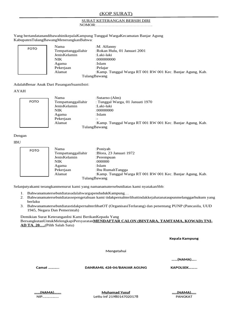 Contoh Format SKBD | PDF