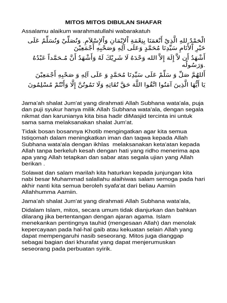 Mitos Bulan Shafar dalam Islam | PDF