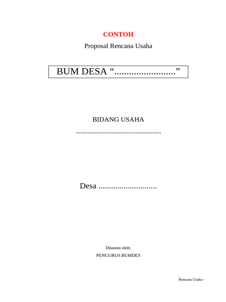 Contoh Proposal BUMDes untuk Pendanaan | PDF