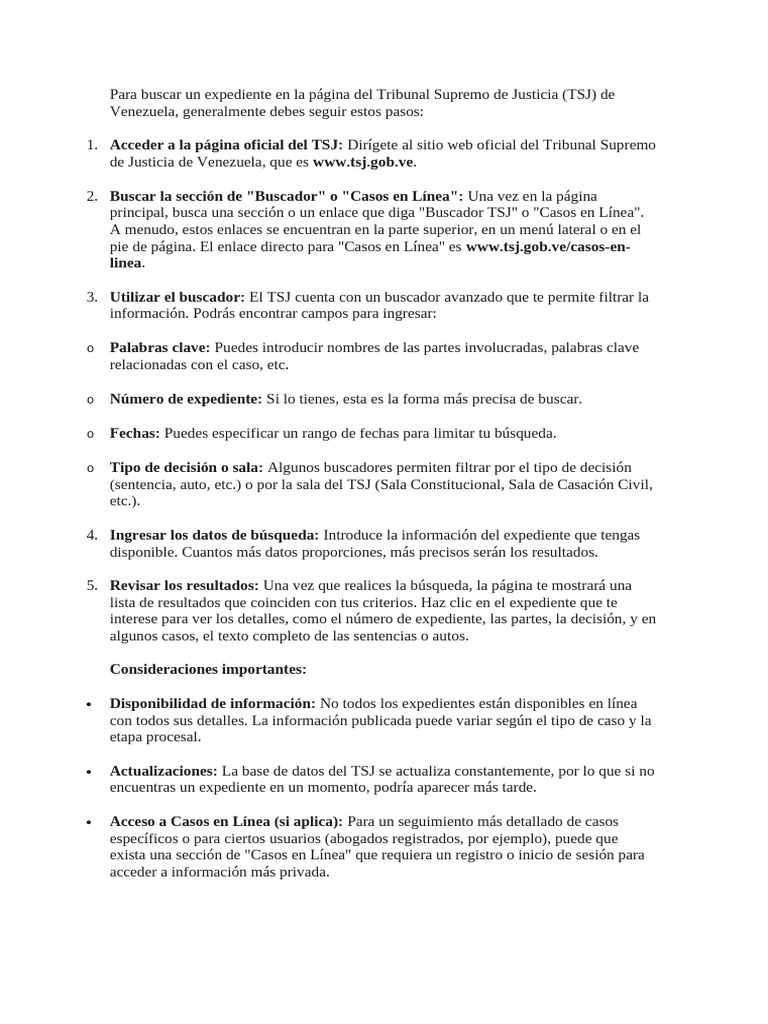 Para Buscar Un Expediente en La Página Del Tribunal Supremo de Justicia