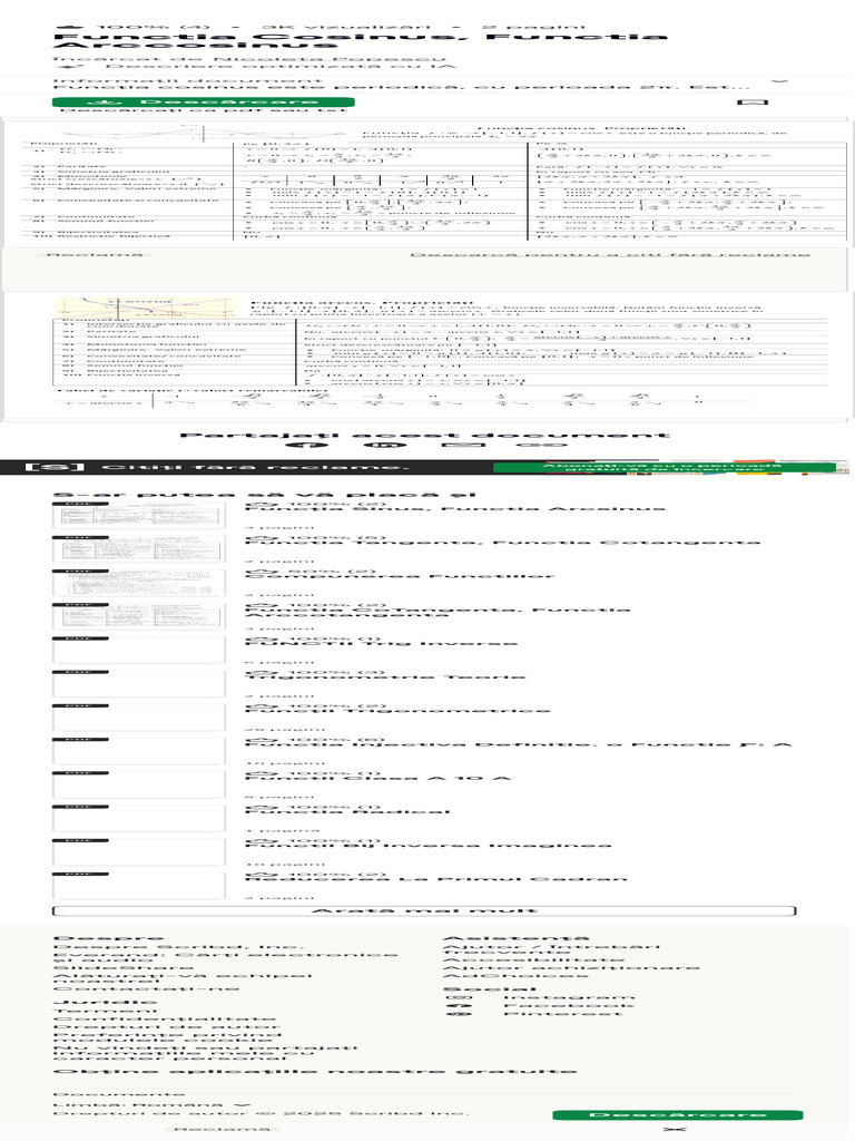 Functia Cosinus, Functia Arccosinus PDF | PDF