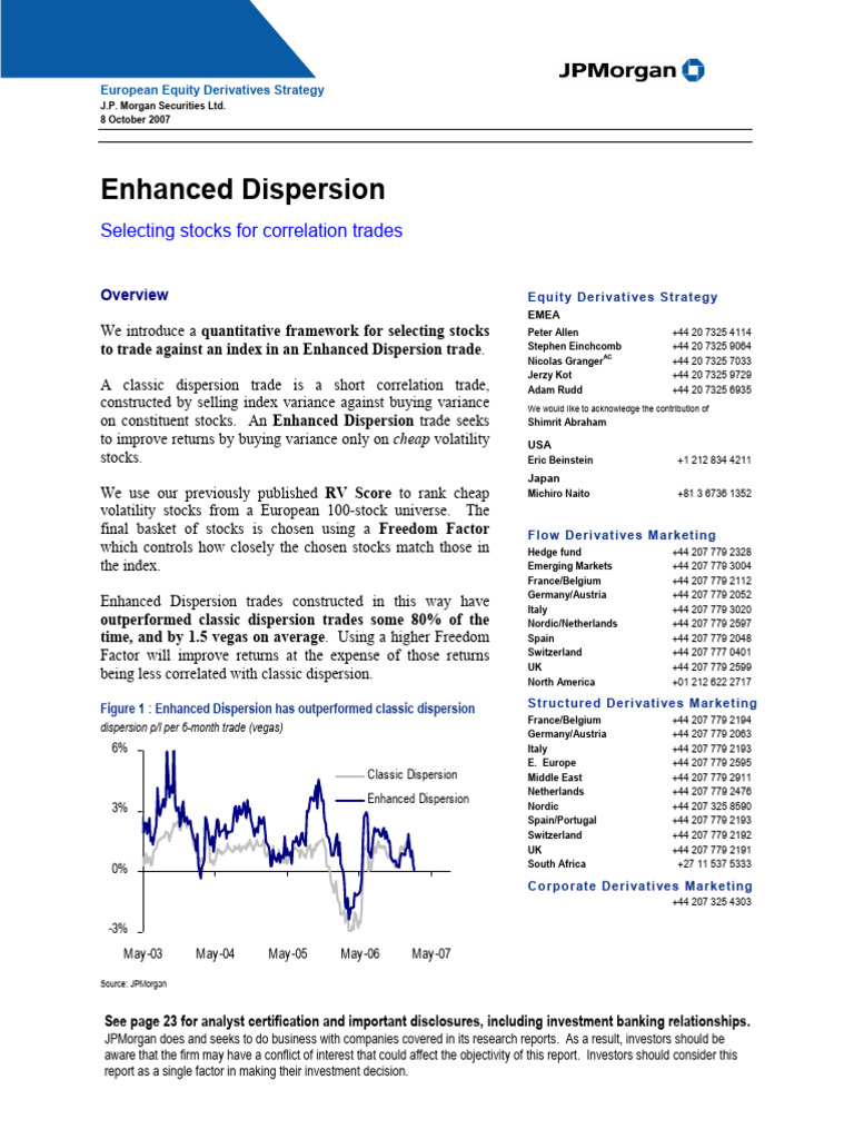 JPM - Enhanced - Dispersion | PDF | Volatility (Finance) | Stocks