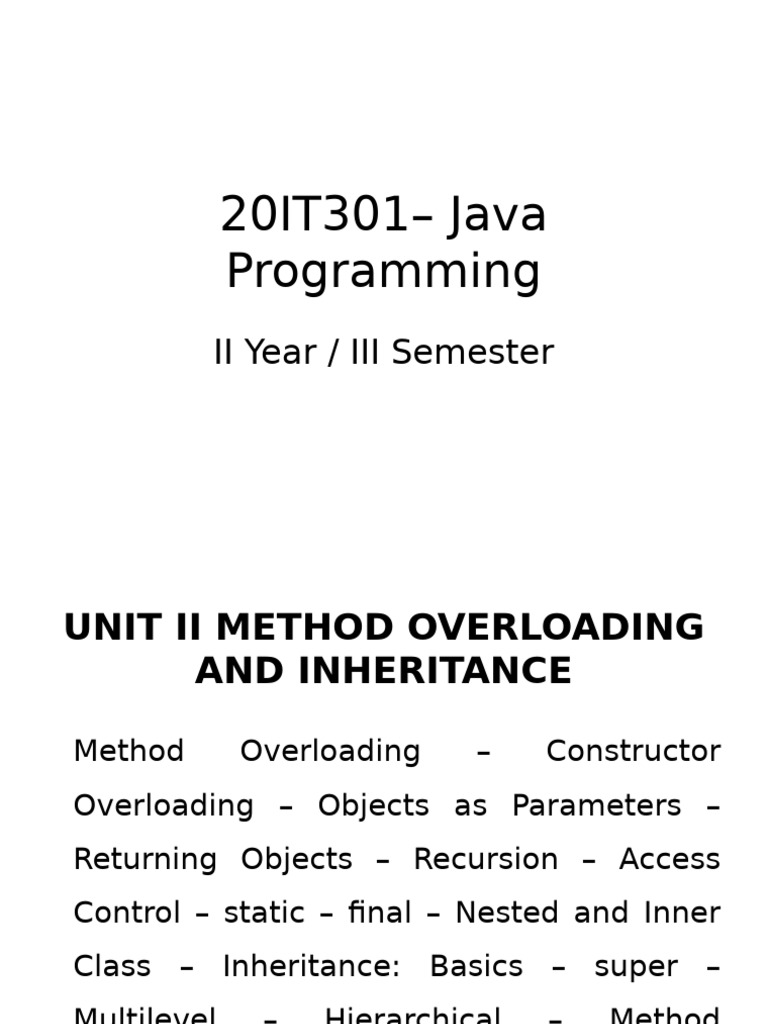 20it301 JP Unit II | PDF | Class (Computer Programming) | Inheritance ...