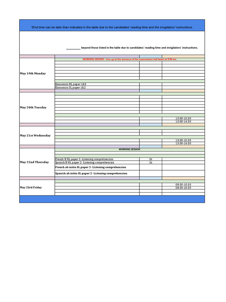 IB DP Exam Schedule 2026 | PDF