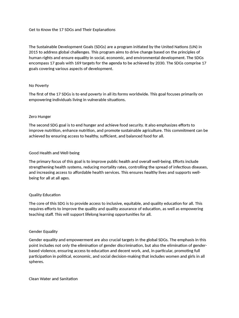 Overview of the 17 Sustainable Development Goals | PDF | Sustainability ...