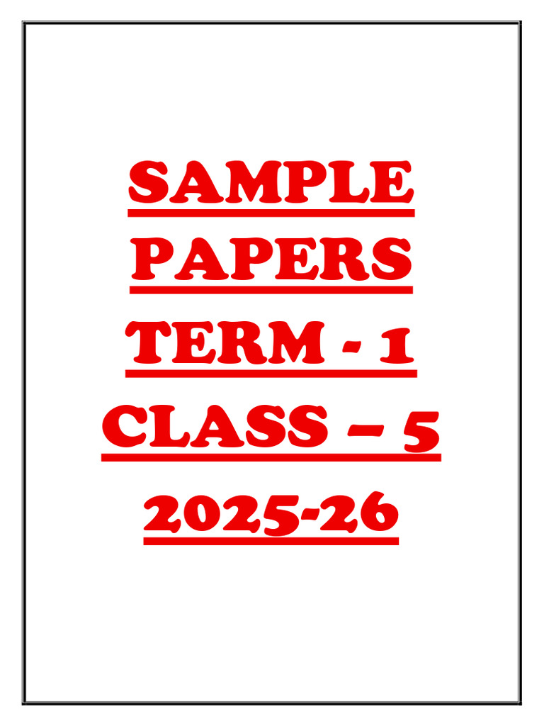 Class 5 English Sample Paper Term 1 | PDF