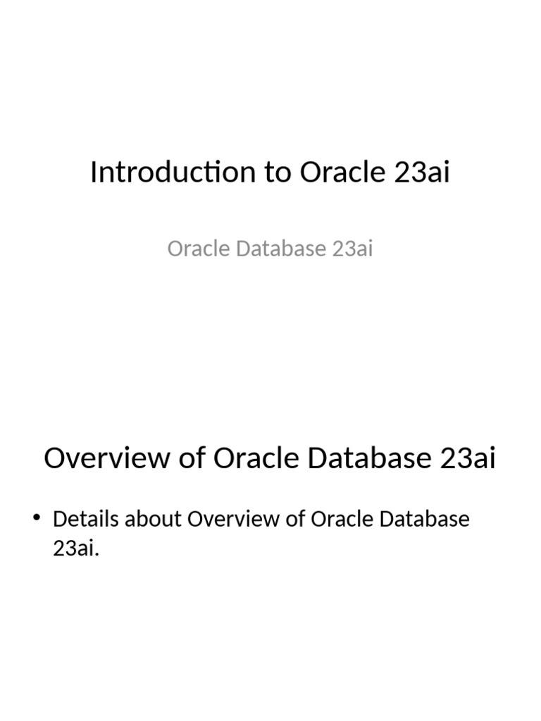 Overview of Oracle Database 23ai | PDF