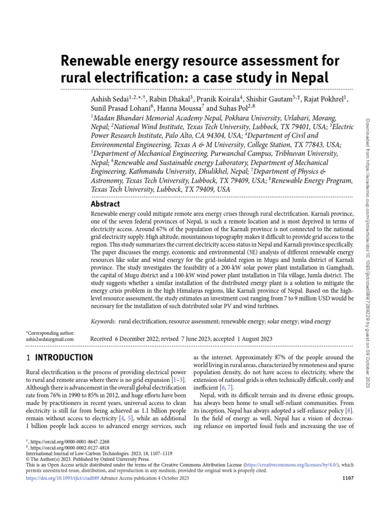 Renewable Energy for Rural Nepal Electrification | PDF | Photovoltaics ...
