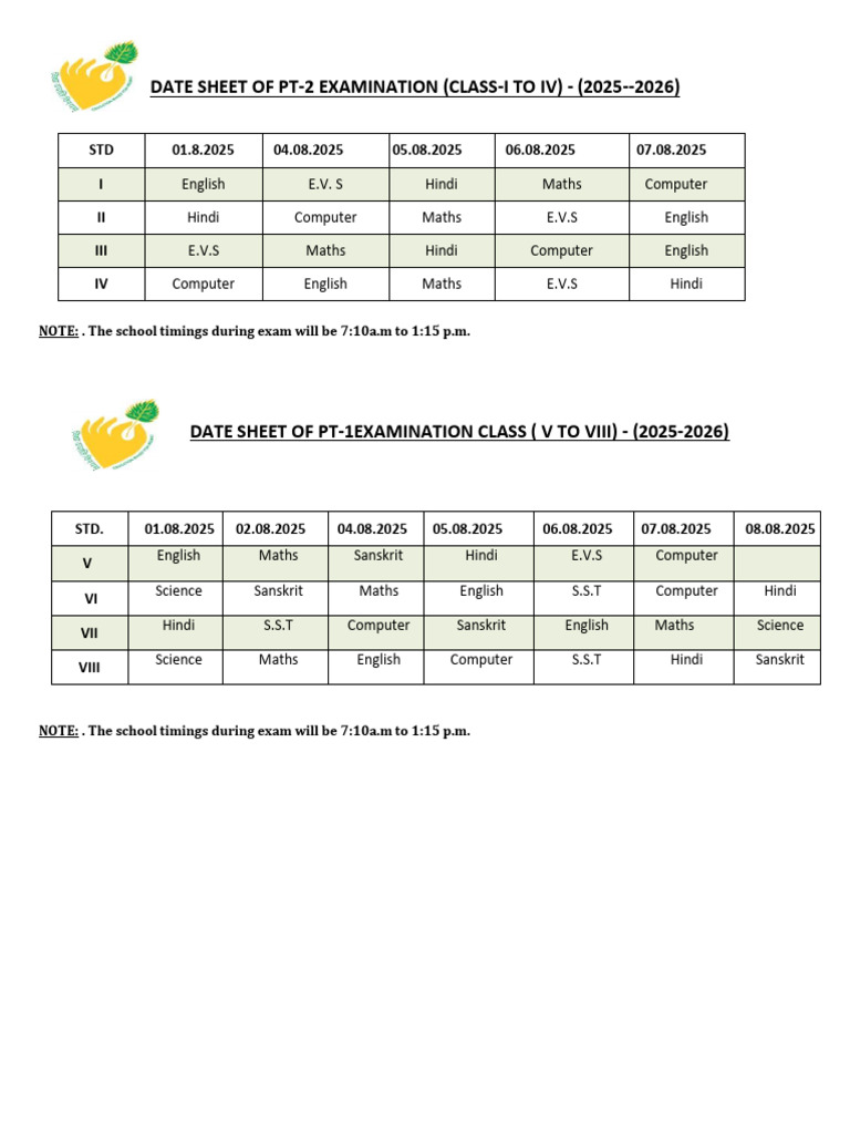Date Sheet. | PDF