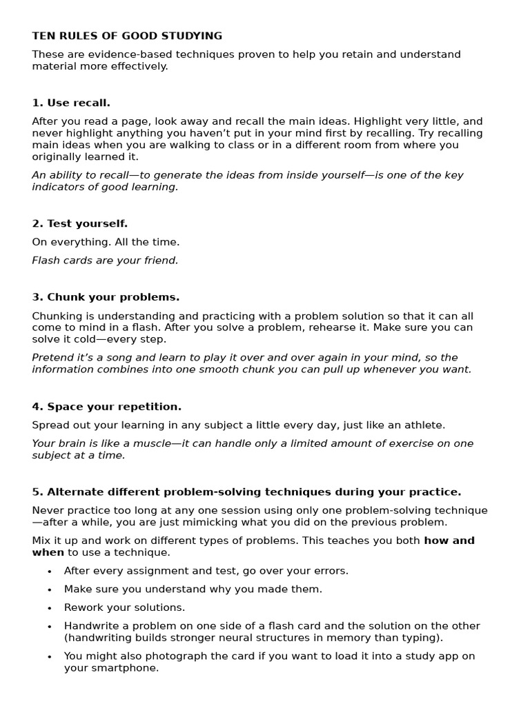 Effective Study Techniques Explained | PDF | Concept | Mind