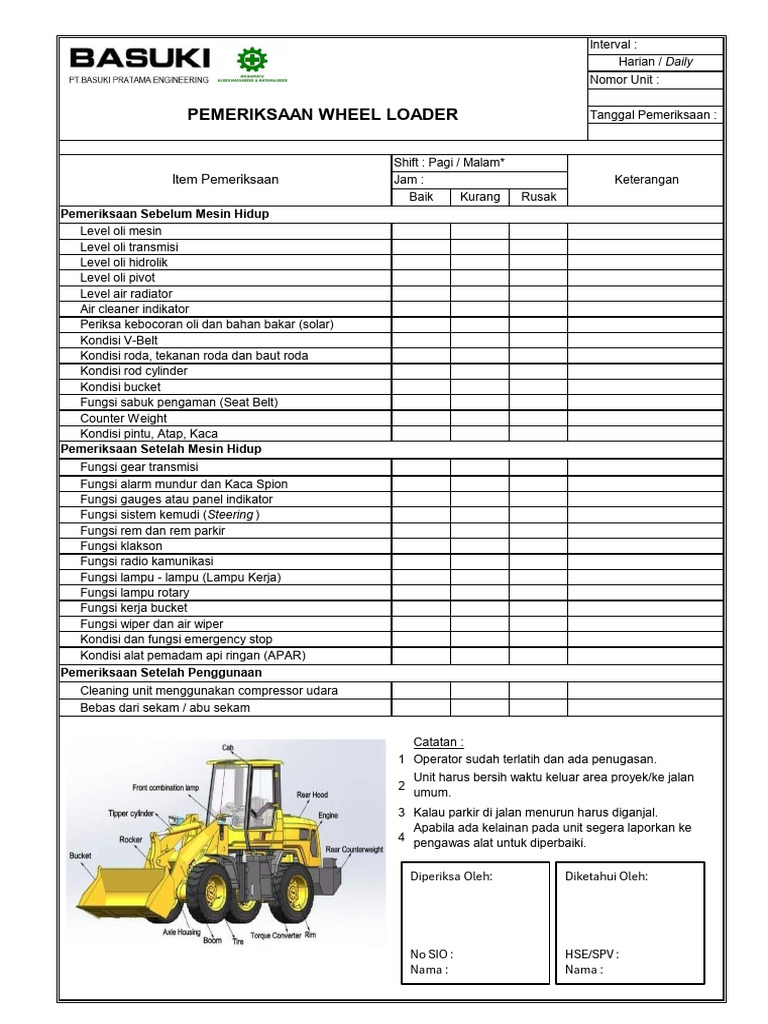 Cheklist Cheklist Wheel Loader | PDF