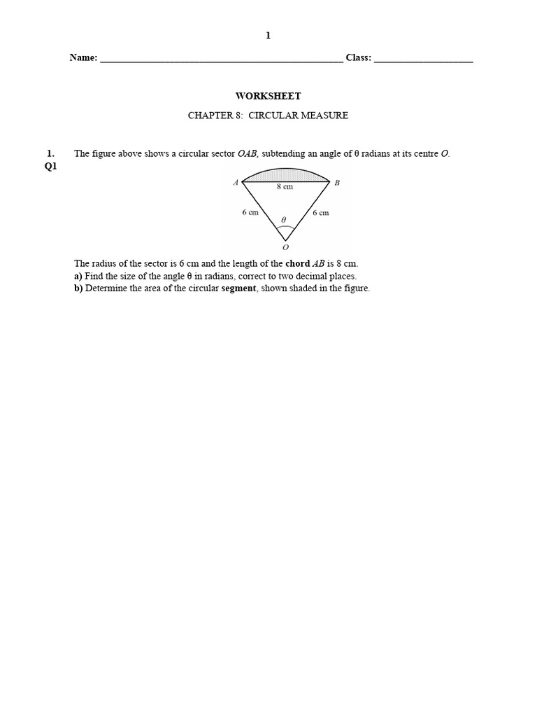 Worksheet Circular Measure | PDF