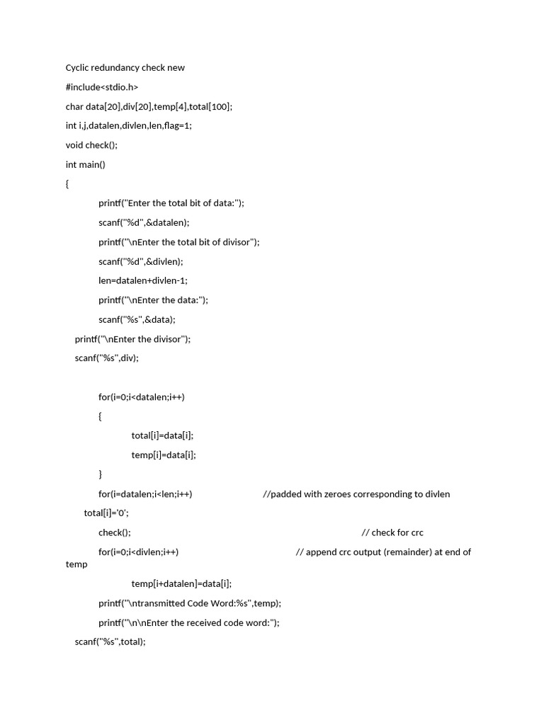 CRC Implementation in C Code | PDF