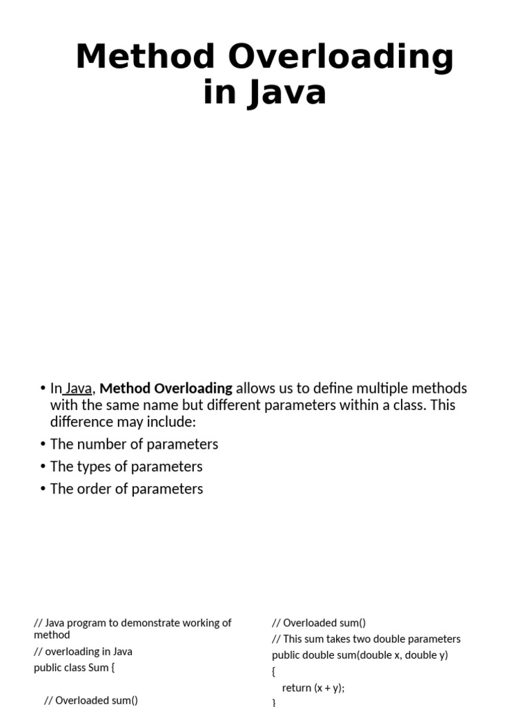 Java Method Overloading Explained | PDF | Method (Computer Programming ...