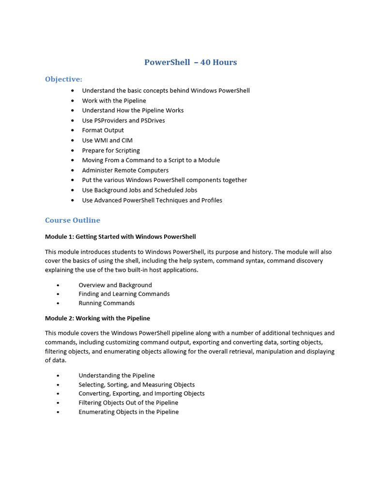 PowerShell Fundamentals Course Overview | PDF | Software Development ...