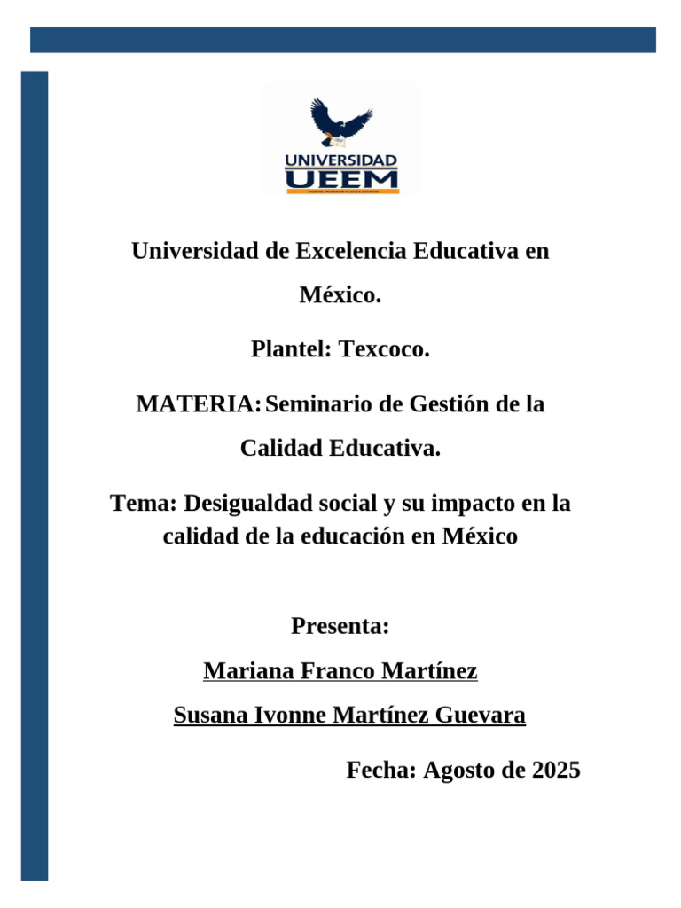 Desigualdad social y calidad educativa en México | PDF | Desigualdad ...