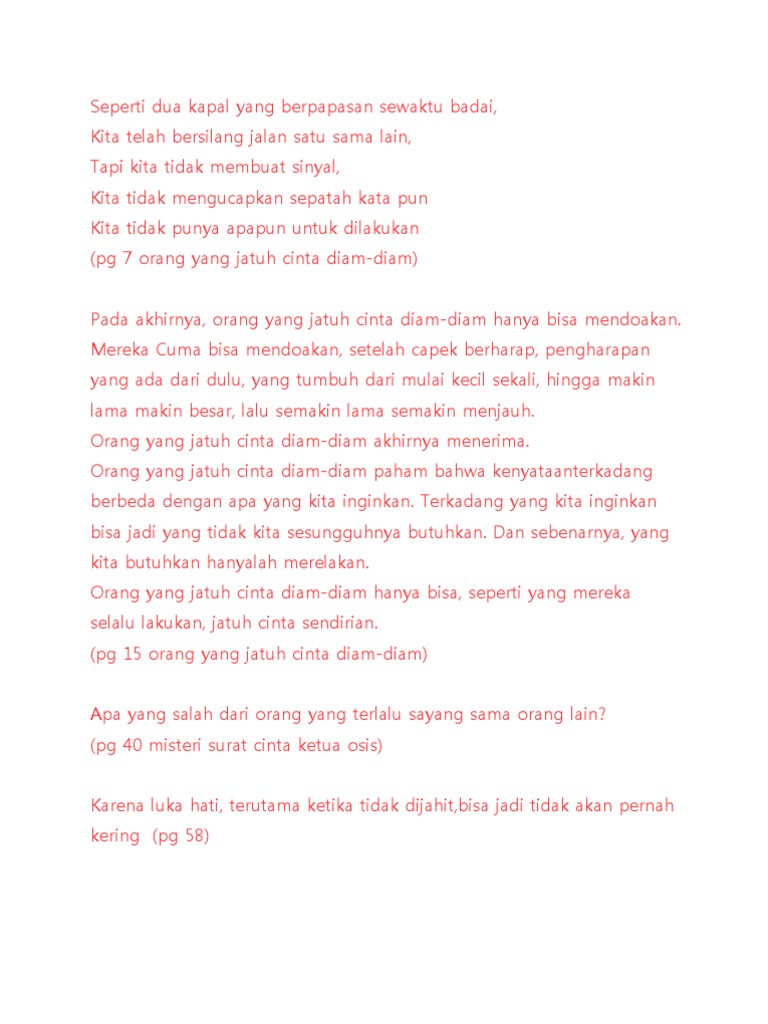 Kata Kata Orang Jatuh Cinta Diam Diam Cikimmcom