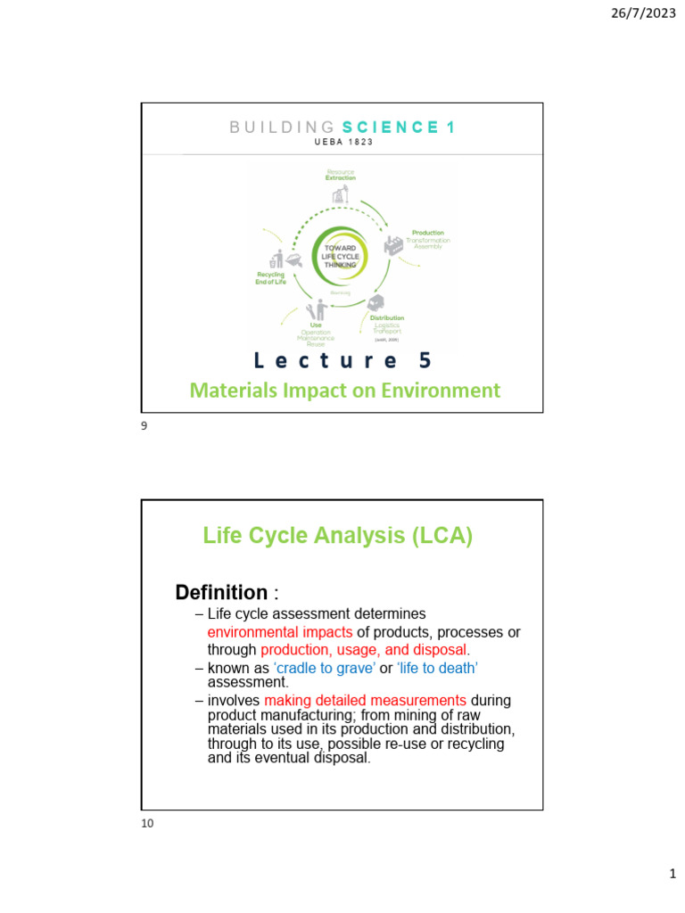 Life Cycle Analysis of Building Materials | PDF | Life Cycle Assessment ...