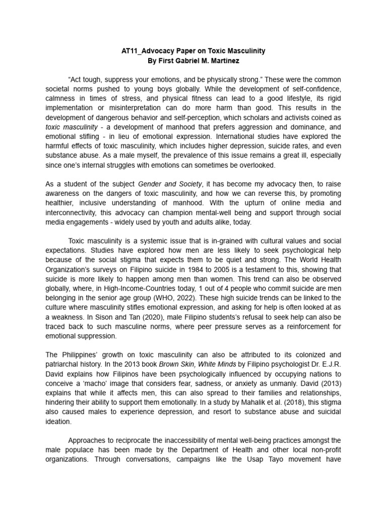 Addressing Toxic Masculinity's Impact | PDF | Masculinity | Gender Studies