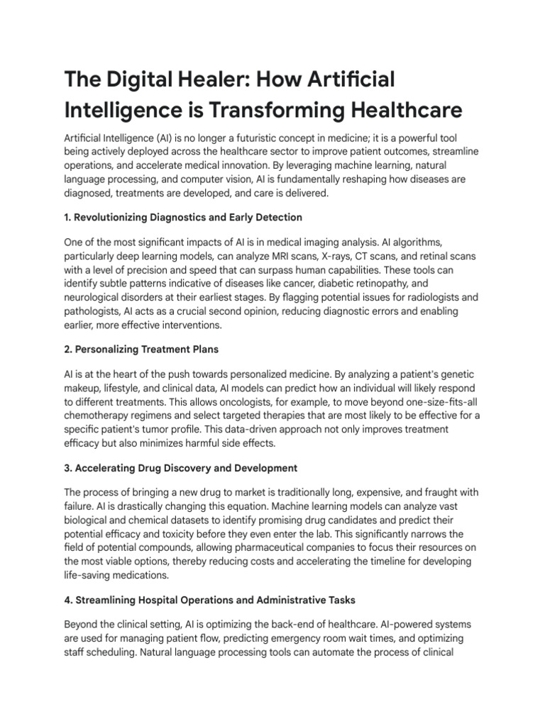 AI Transforming Healthcare Efficiency | PDF | Artificial Intelligence ...