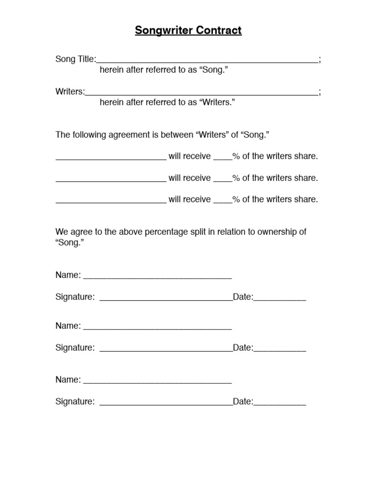 Songwriter Agreement Template | PDF