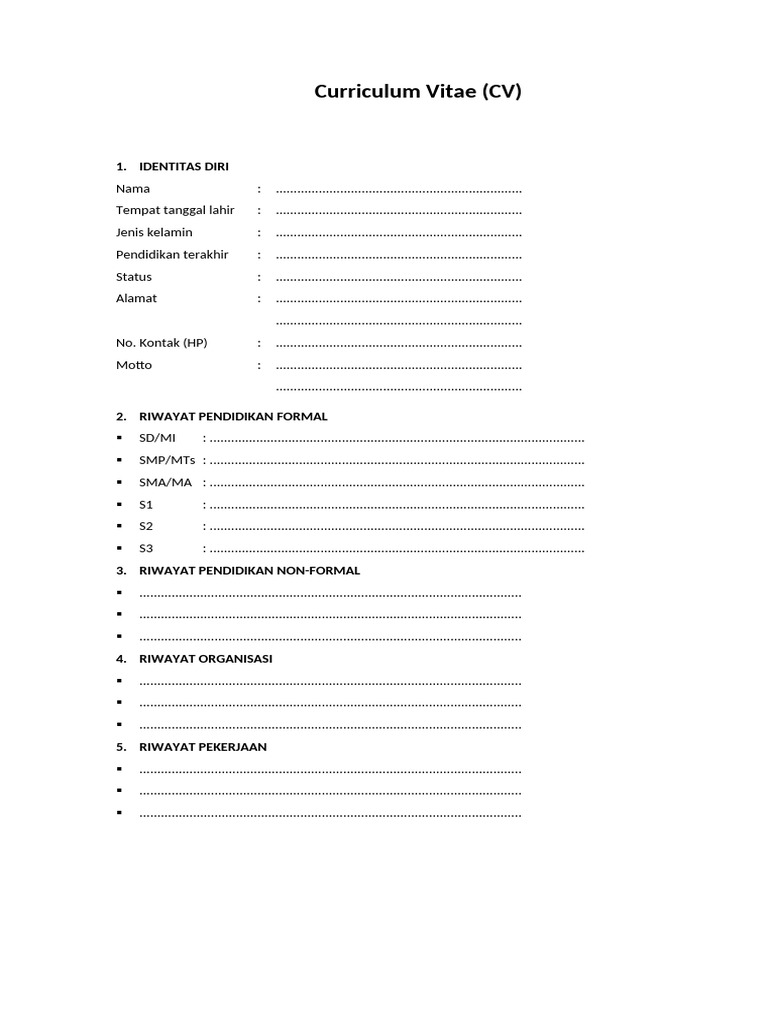 Contoh Curriculum Vitae Lengkap | PDF