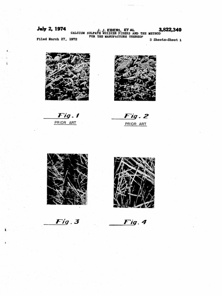 US3822340 Calcium Sulfate Whisker Fibers and The Method For The ...