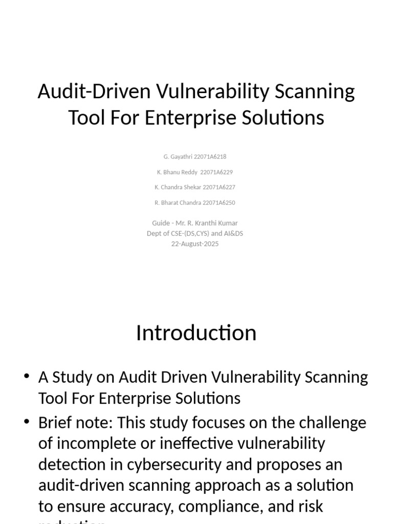 Audit-Driven Vulnerability Scanning Tool | PDF | Computer Security ...