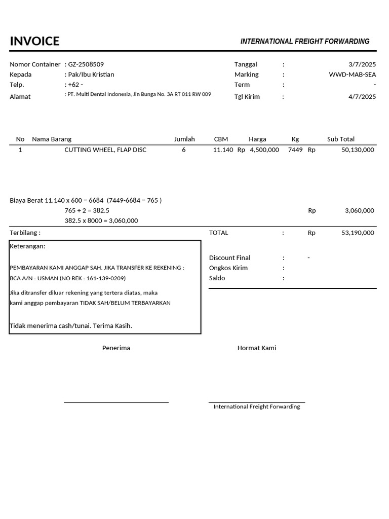 Invoice WWD Mab | PDF