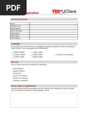 Volunteer Application
