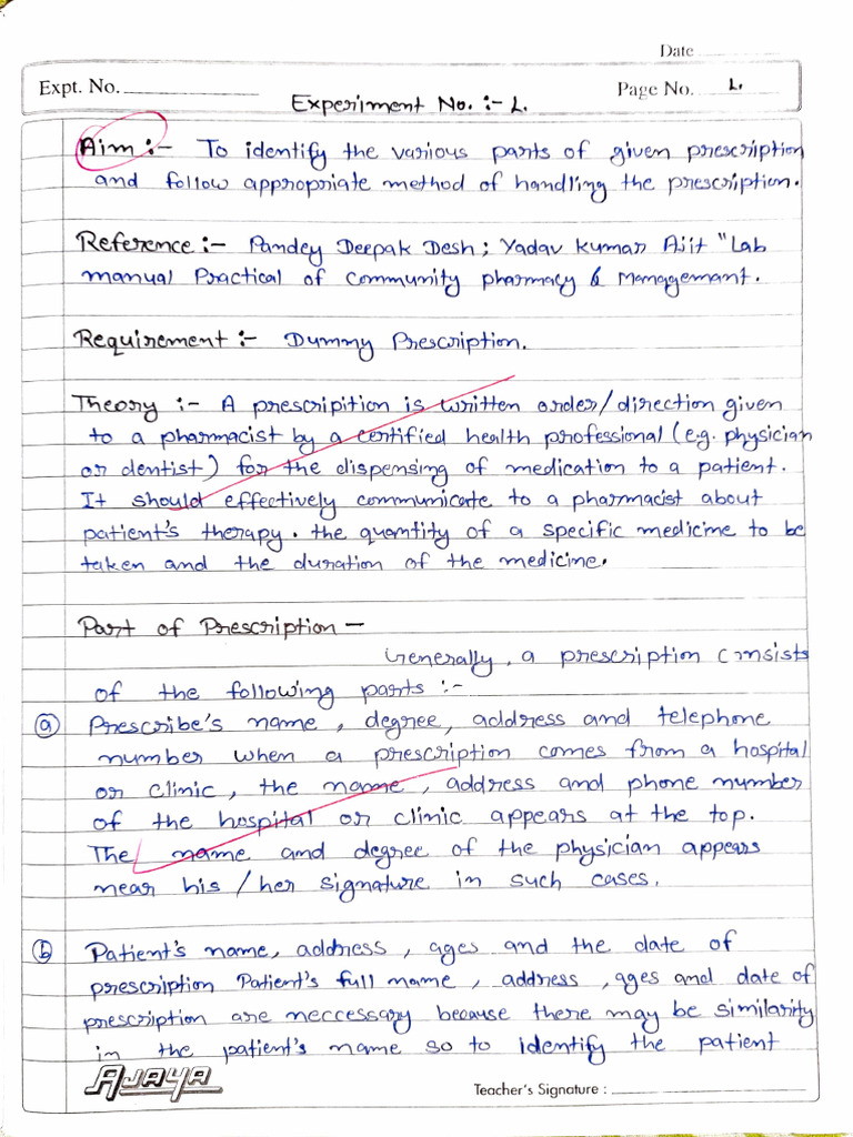Community Pharmacy & Management Practical File D Pharm 2nd Year | PDF