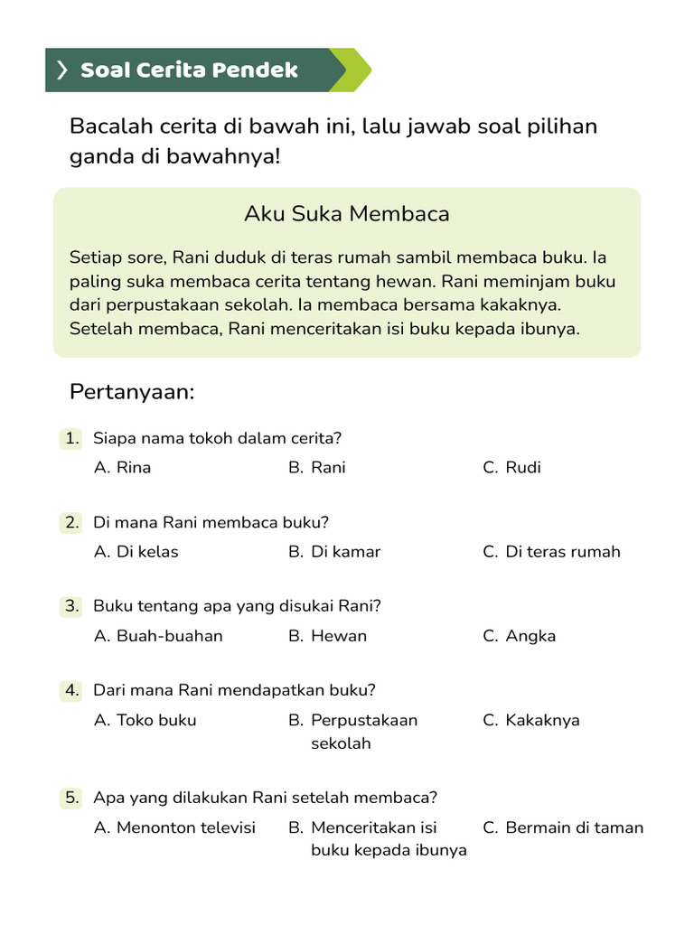 Rani Suka Membaca di Teras Rumah | PDF