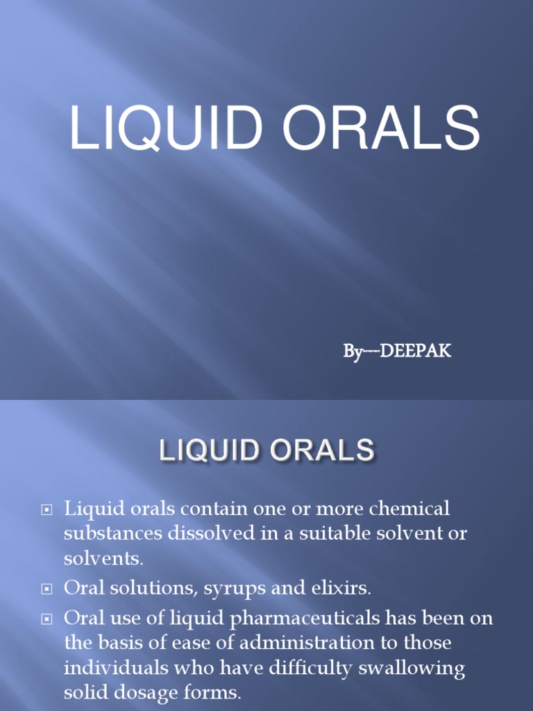 Overview of Liquid Orals in Pharmacy | PDF | Solution | Glycerol