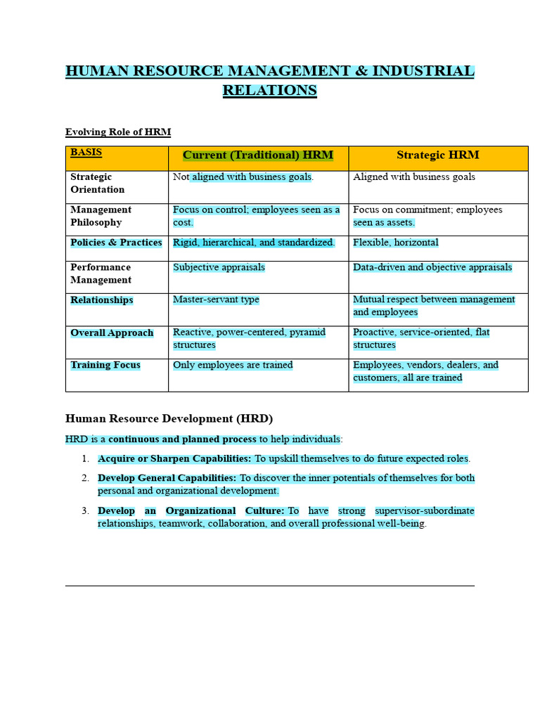Evolving HRM and Industrial Relations | PDF | Human Resource Management ...