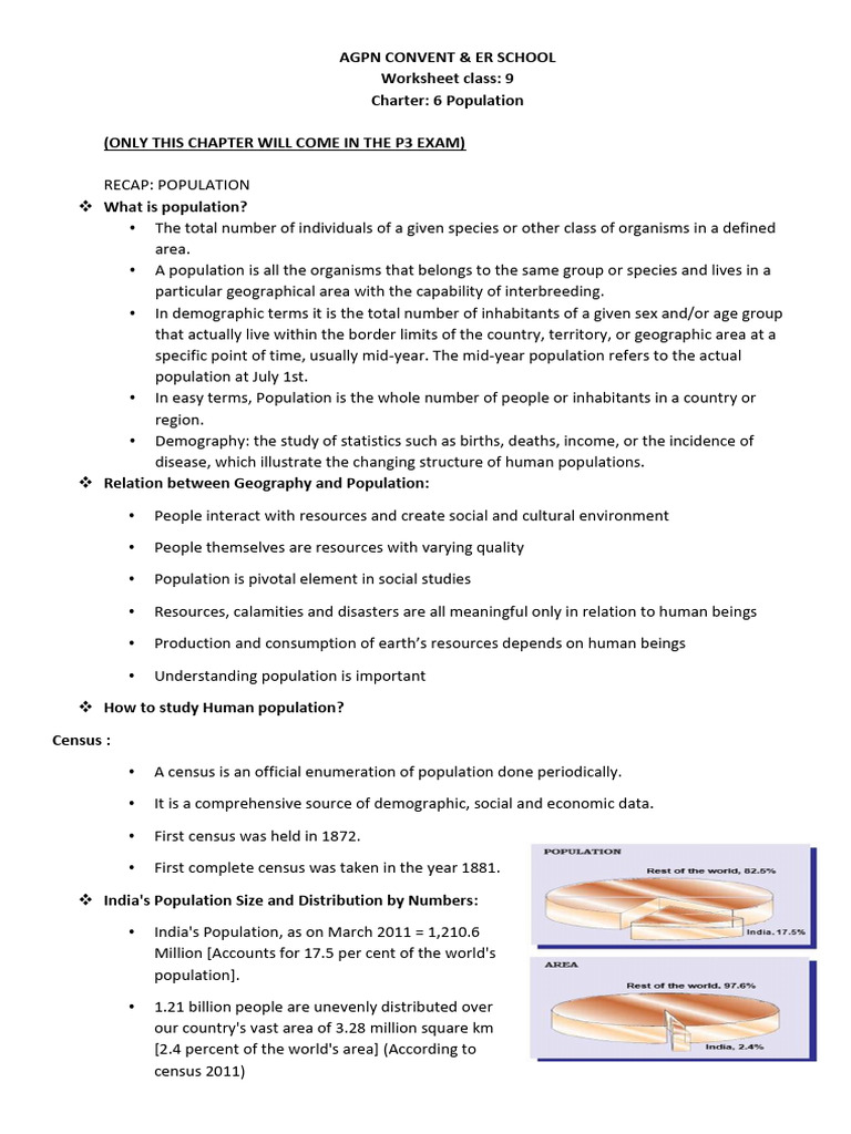 Worksheet CH 6 Population 9 12 23 | PDF | Human Migration | Adolescence