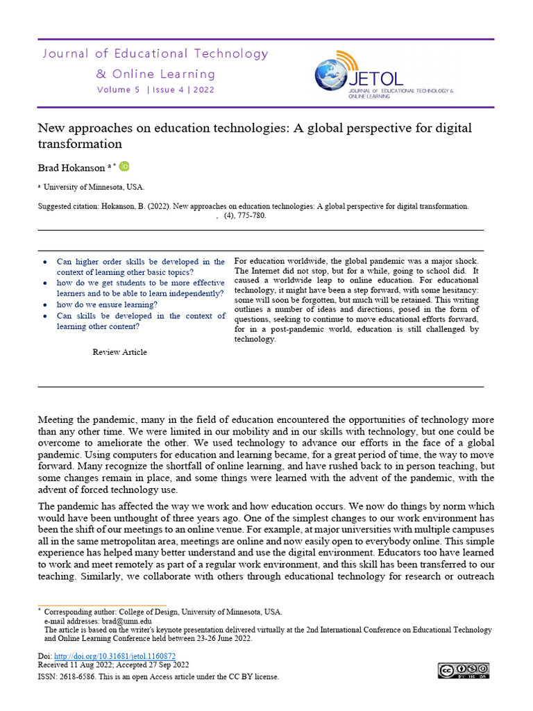 New Approaches On Education Technologies: A Global Perspective For ...