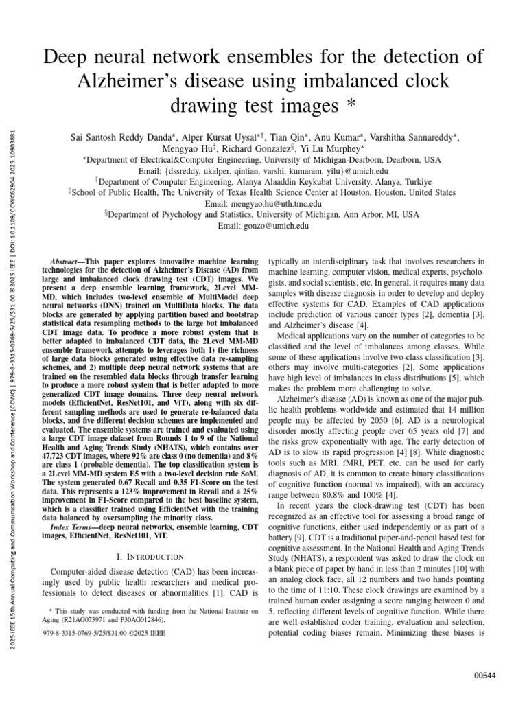 Deep Neural Network Ensembles For The Detection of Alzheimers Disease ...