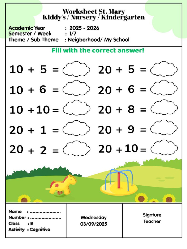 Worksheet Cognitive 3 Sept 2025 | PDF