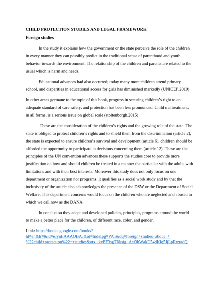 Child Protection Studies and Legal Framework | PDF | Behavioural ...