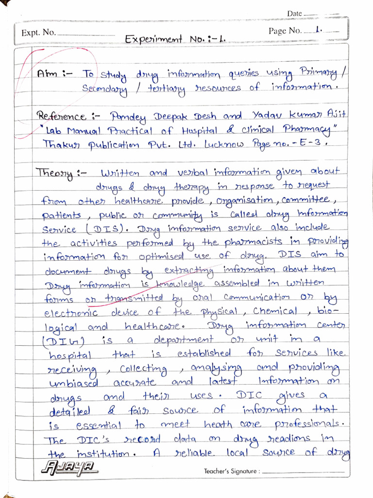 Hospital & Clinical Pharmacy Practical File D Pharma 2nd Year | PDF