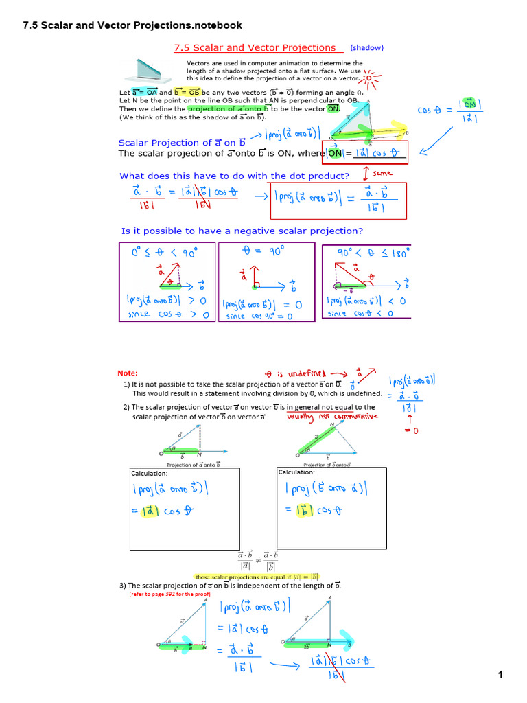 7.5 Scalar and Vector Projections | PDF