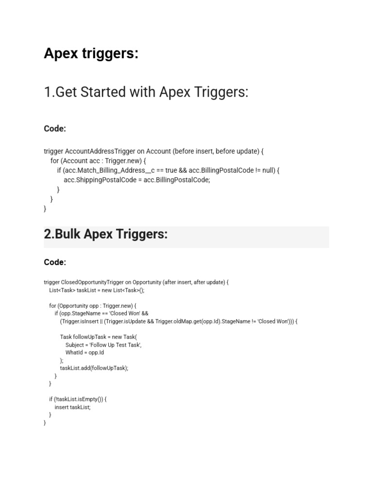 Apex Triggers and Testing Guide | PDF | Software Engineering | Computer ...