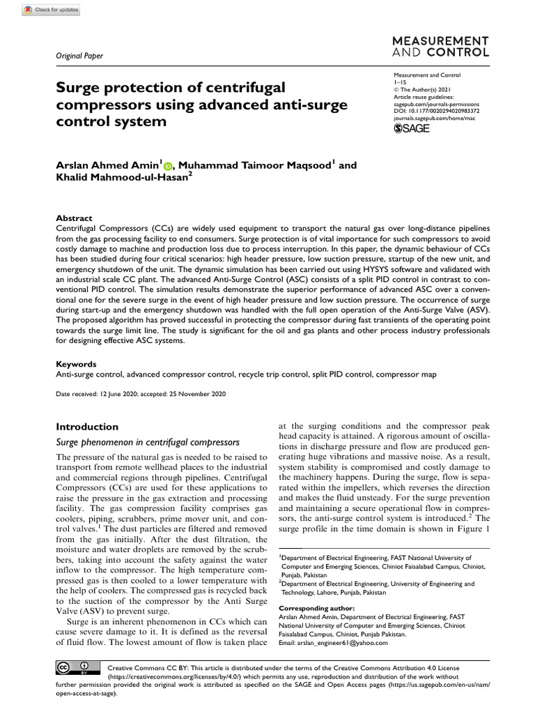 Advanced Surge Control for Compressors | PDF | Control Theory ...