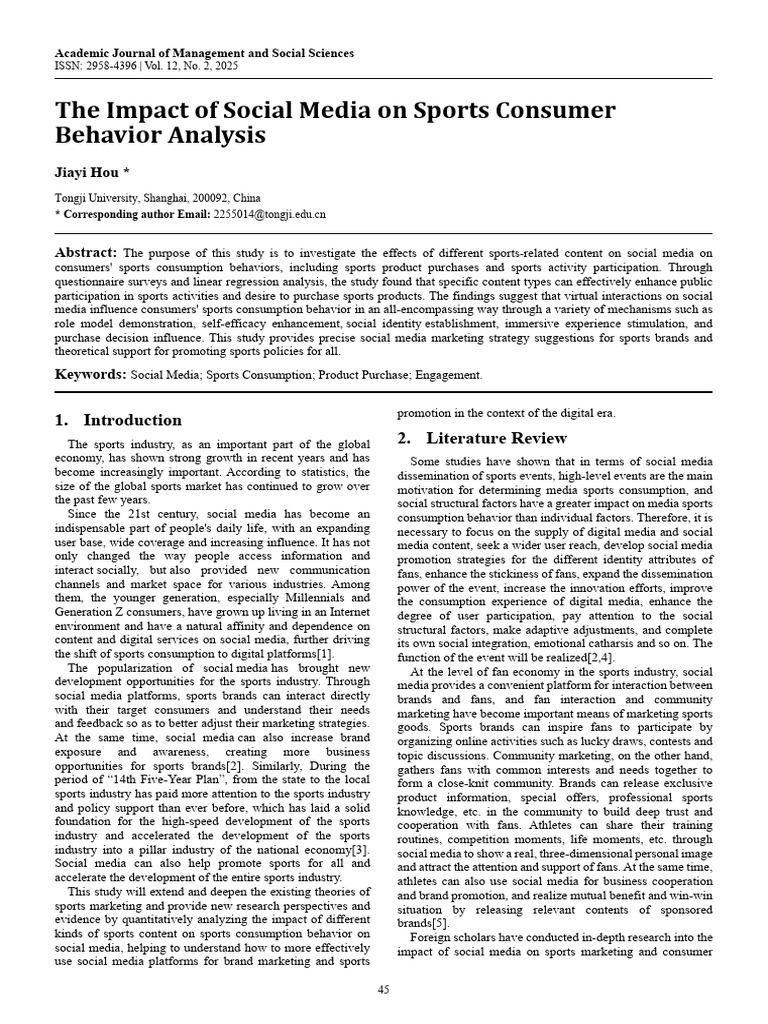 Social Media's Influence on Sports Consumption | PDF | Behavior | Brand