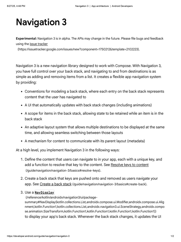 Navigation 3 for Android Compose | PDF | Android (Operating System ...