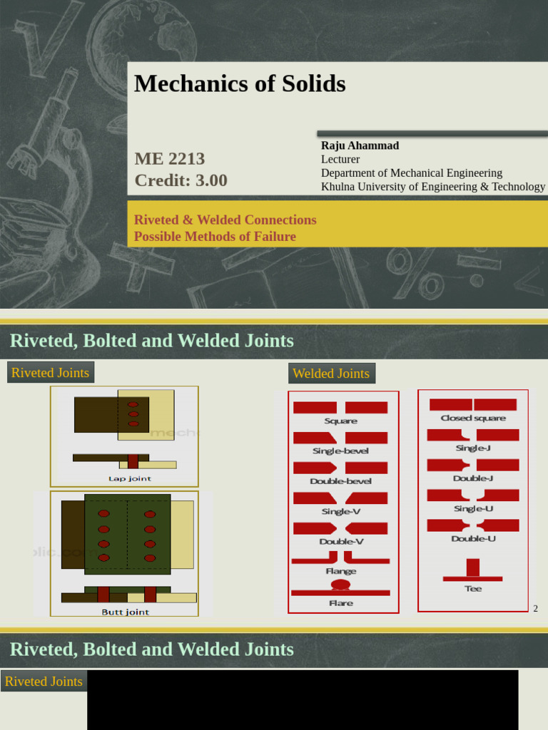 Mechanics of Solids: Joints & Failures | PDF | Rivet | Strength Of ...
