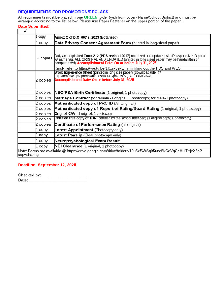 Promotion Requirements per D.O. 007 s. 2023 | PDF