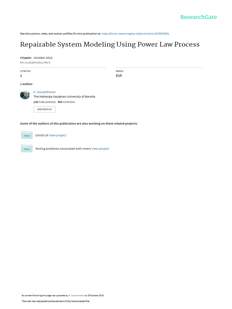 Repairable System Modeling Insights | PDF | Statistics | Statistical Theory